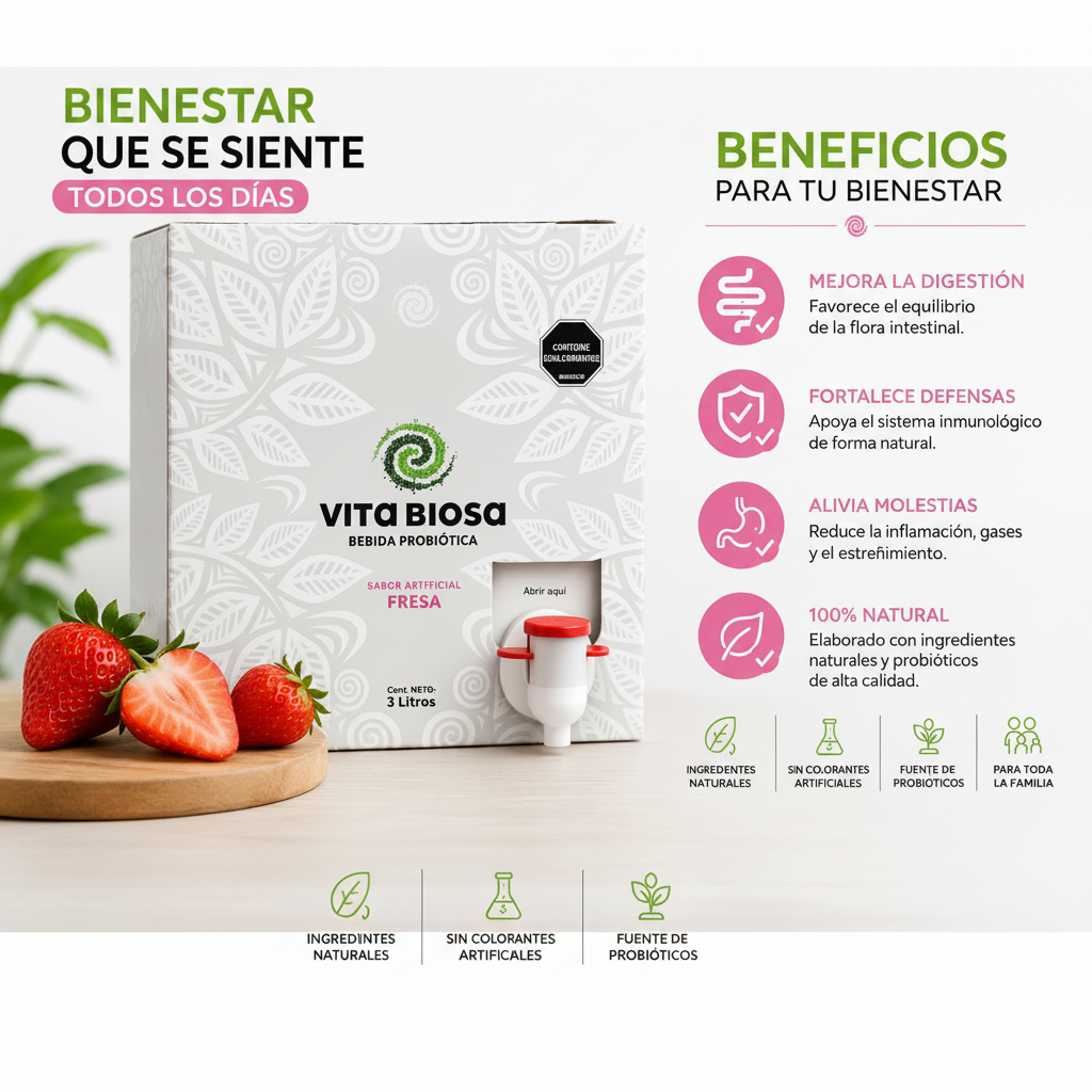 Vita Biosa Fresa 3L - Beneficios 1:1