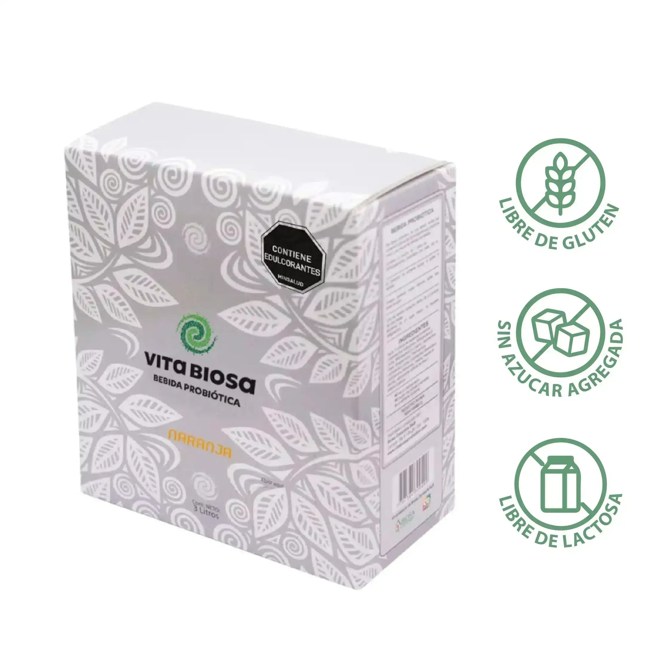 Bebida probiótica Vita Biosa Sabor Naranja– Caja bolsa dispensadora 3 litros